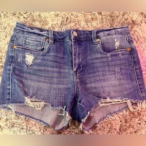 Distressed Denim Cutoff Shorts - Blue
